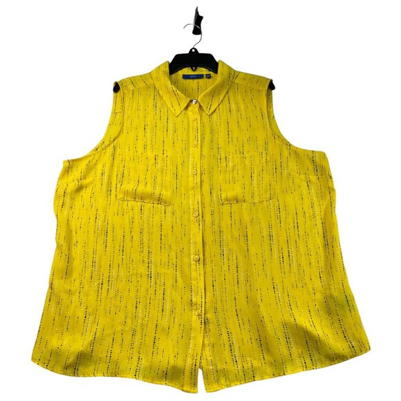 Apt 9 Tops - Apt 9 Blouse Womens Size Xlarge Yellow Black Dots Sleeveless Pockets